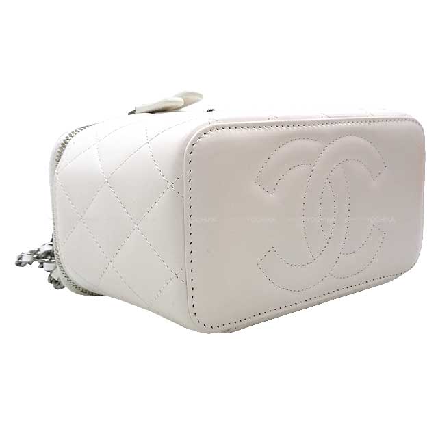 CHANEL Shoulder bag Vanity Chain COCO Mark Matelasse Millor Handle 2way Rhinestone Blanc (White) Shiny crumble calfskin Metal Silver HW AP3593[BRAND NEW][Authentic]