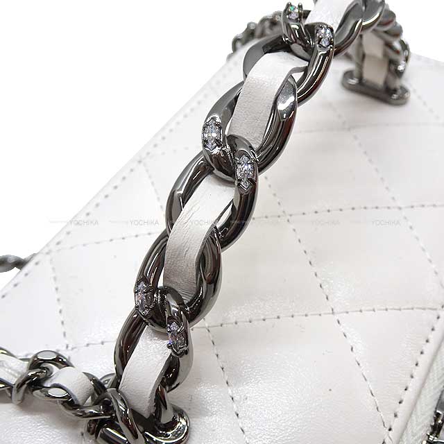 CHANEL Shoulder bag Vanity Chain COCO Mark Matelasse Millor Handle 2way Rhinestone Blanc (White) Shiny crumble calfskin Metal Silver HW AP3593[BRAND NEW][Authentic]