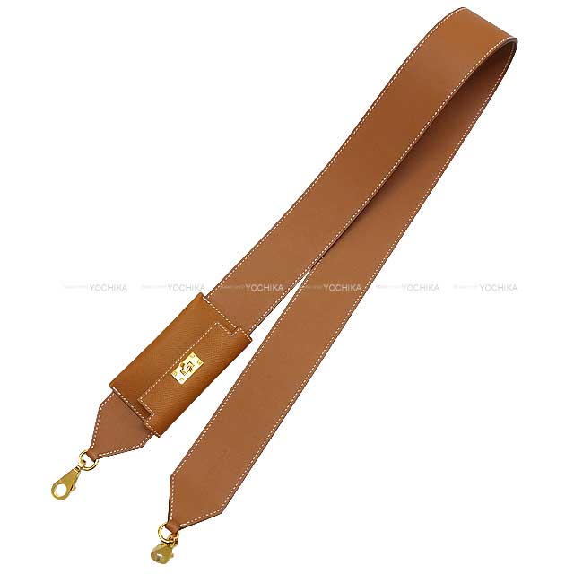 HERMES shoulder strap Bandouliere 50mm 105cm Kelly Pocket Gold Veau Swift/Veau Epsom Gold HW Stamp B[BRAND NEW][Authentic]