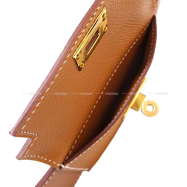 HERMES shoulder strap Bandouliere 50mm 105cm Kelly Pocket Gold Veau Swift/Veau Epsom Gold HW Stamp B[BRAND NEW][Authentic]